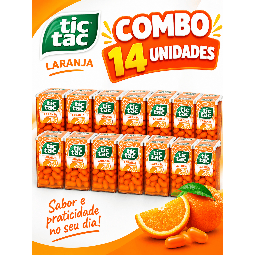 TIC TAC LARANJA 14,5 GR - 14 UNIDADES #Promoção