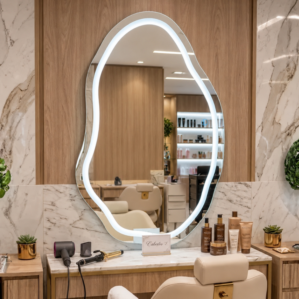Espelho Lopazzi Orgânico Vênus 90x60 Com LED para Lavabo, Corredor,Salão, Barbearia,Penteadeira,Hall e Closet
