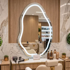 Espelho Lopazzi Orgânico Vênus 90x60 Com LED para Lavabo, Corredor,Salão, Barbearia,Penteadeira,Hall e Closet