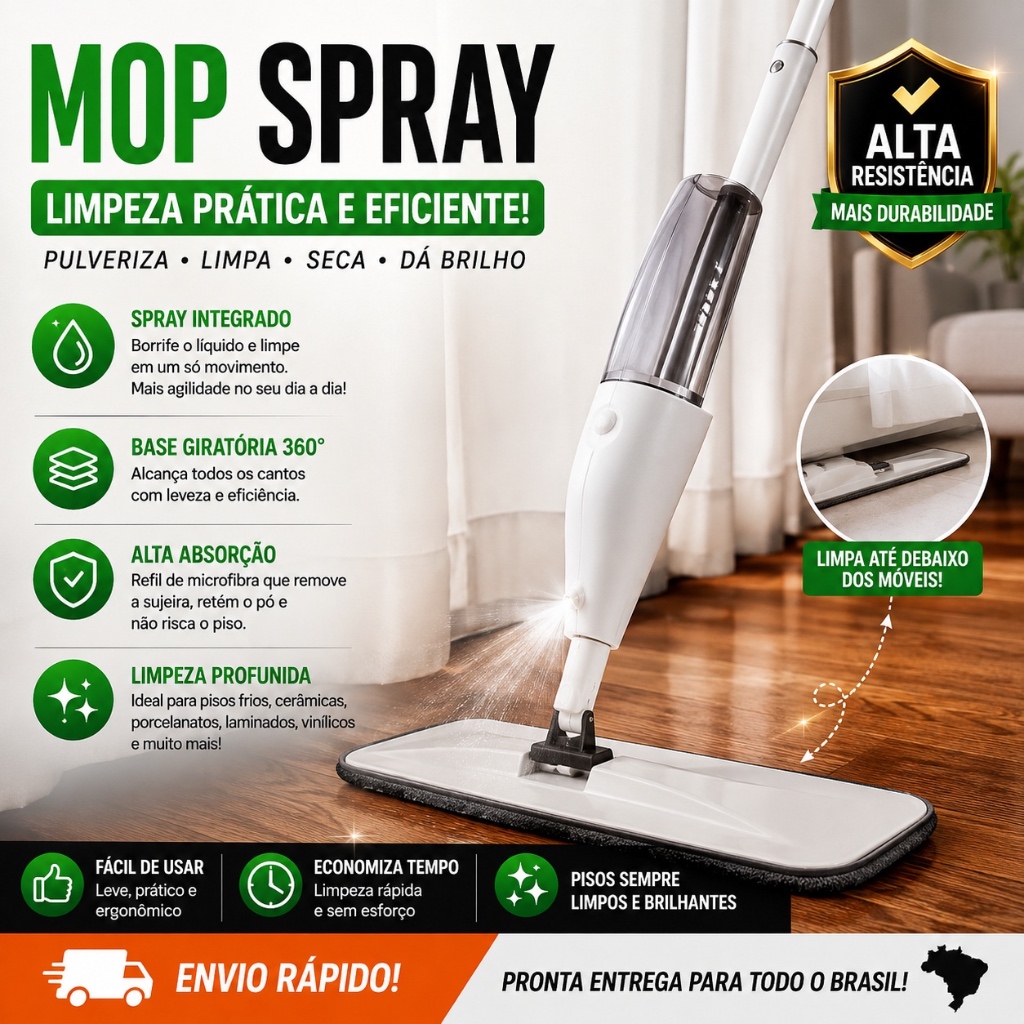 Mop Spray PRO Magico Com Reservatorio Rodo De Limpeza Refil Microfibra · foto 2