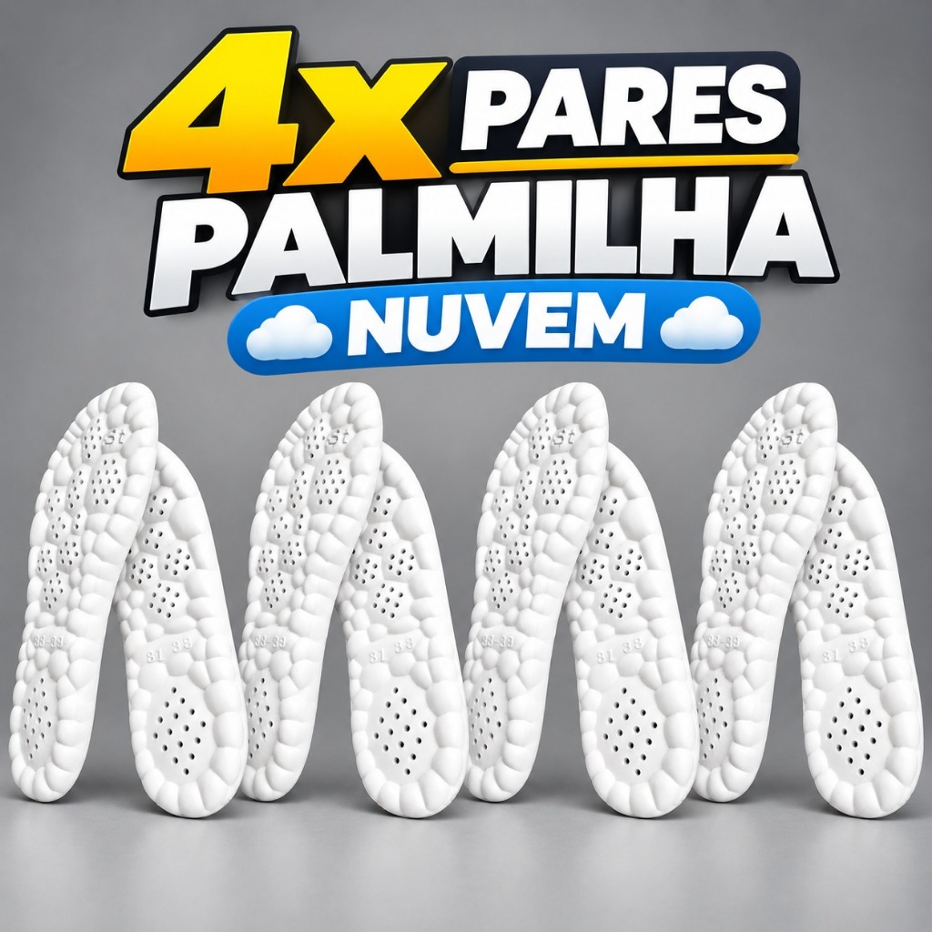 Kit 4 Pares Palmilha Nuvem EVA Premium Ortopédica Anatômica Respirável Confortável Anti Impacto Para Caminhada Academia