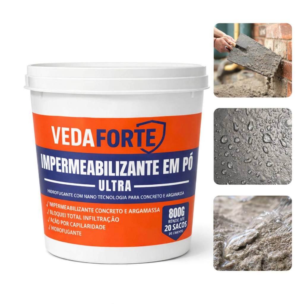 Impermeabilizante Em Po 800g Hidrofugante Para Concreto Aditivo Profissional Para Piscina E Laje