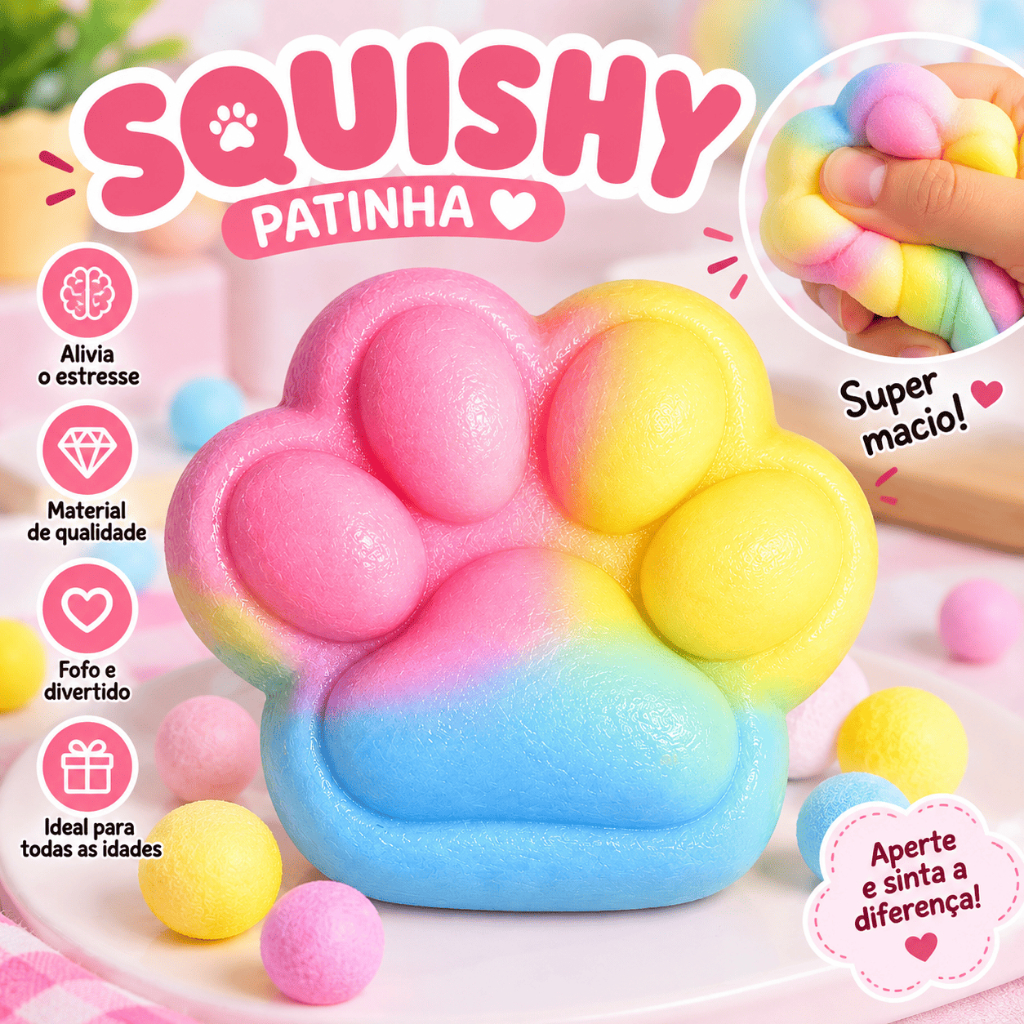 Squishy Patinha de Gato Brinquedos Sensoriais Slime Anti Stress Mochi Criança Divertido Colorido