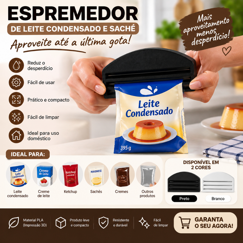 Espremedor de Leite Condensado | Espremedor de Sachê e Caixinha