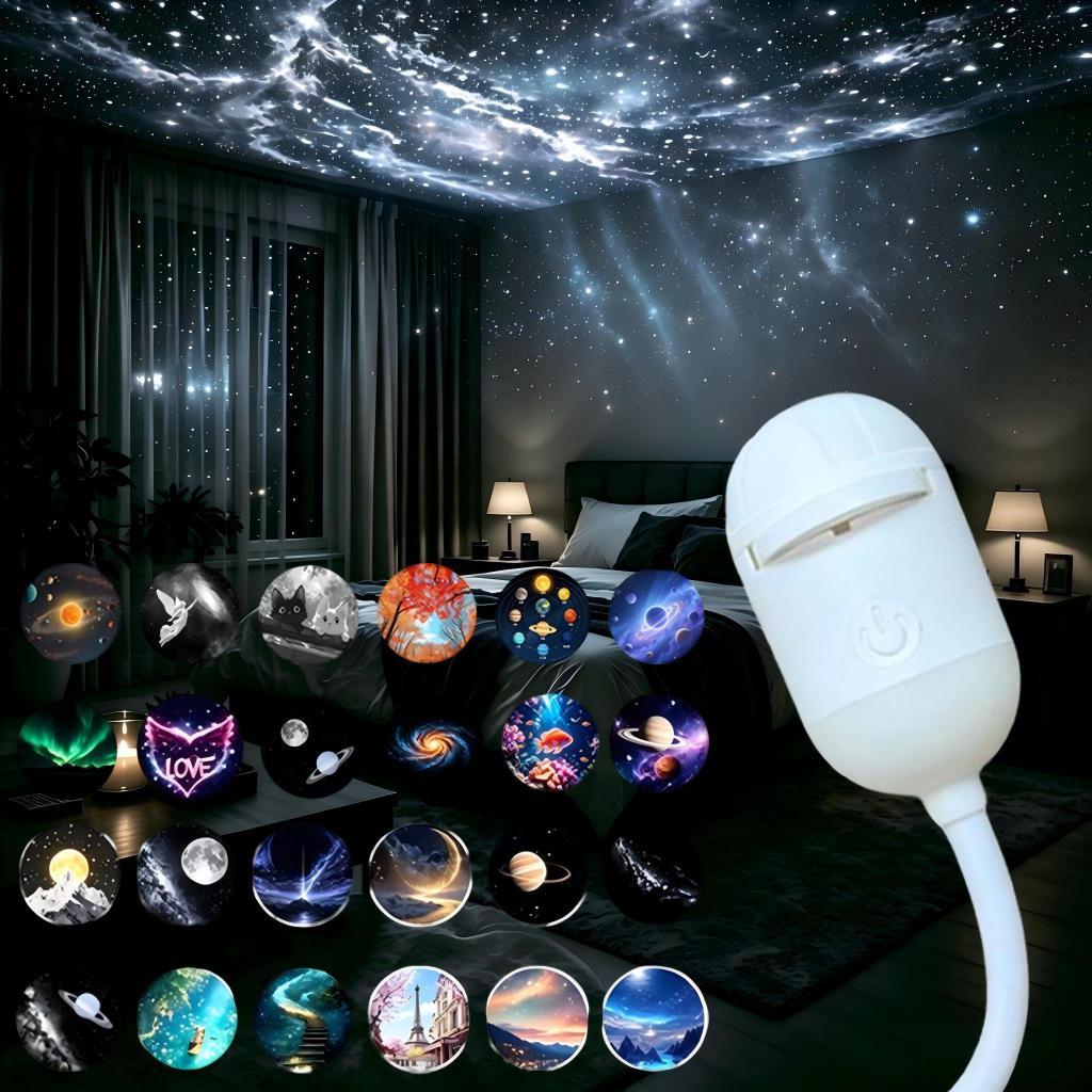 Mini Galaxy Projetor de Luz Romântico, 6/12/24 Padrões, para quarto de casal, para quarto de dormir