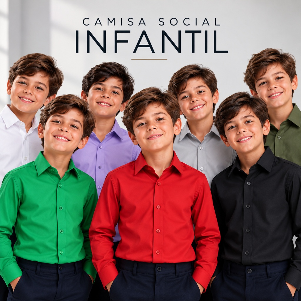 Camisa Social Infantil Não Amassa para Batismo com Colarinho Estruturado Formatura Menino