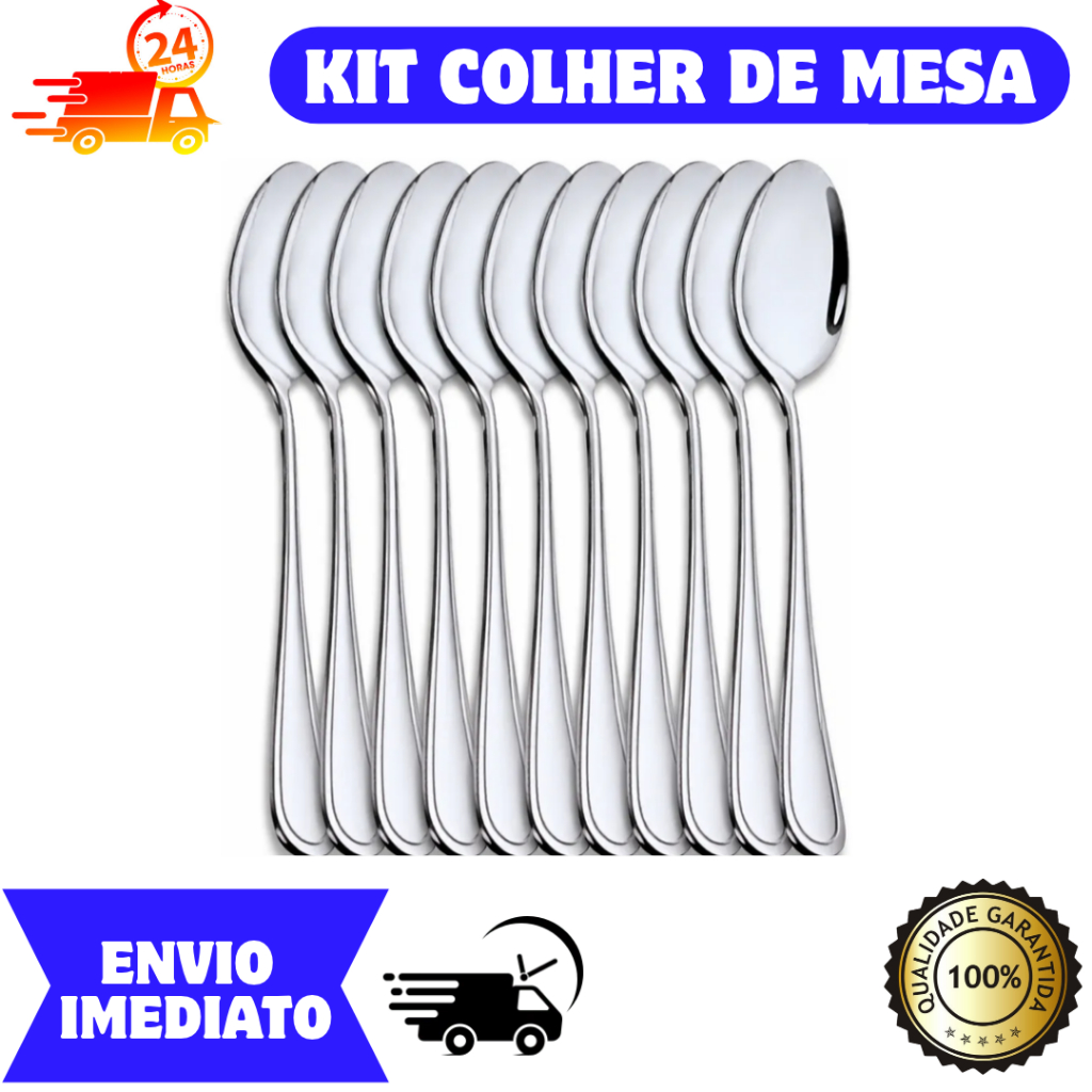 Kit talher Colher de sopa mesa inox buffet restaurante cozinha opçoes com 6, 12, 18 e 24 unidades