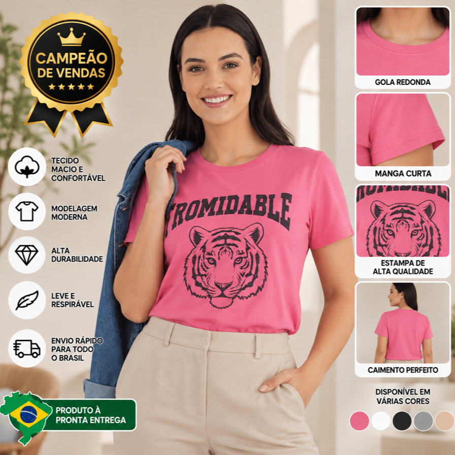 Camiseta Feminina 100% Algodão Peruano Premium T-Shirt Manga Curta Estampada Blusa Casual P M G