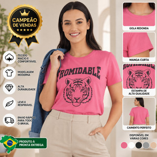Camiseta Feminina 100% Algodão Peruano Premium T-Shirt Manga Curta Estampada Blusa Casual P M G