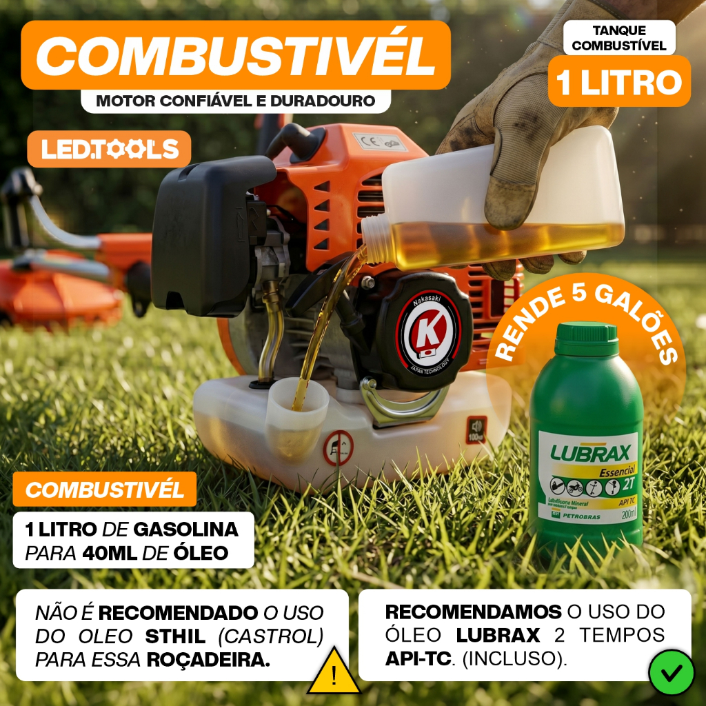 Roçadeira Multifuncional Á Gasolina Profissional 75cc 2 Tempos 3hp Monte Seu Kit Lamina · foto 2
