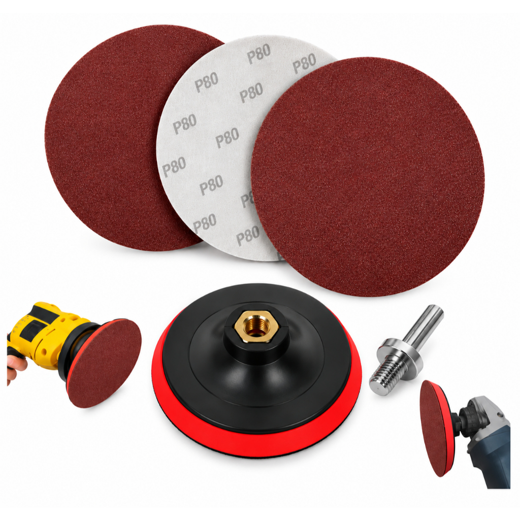 Kit 30 Discos Lixa 125mm + Suporte Velcro Furadeira Lixadeira Esmerilhadeira Adaptador M14
