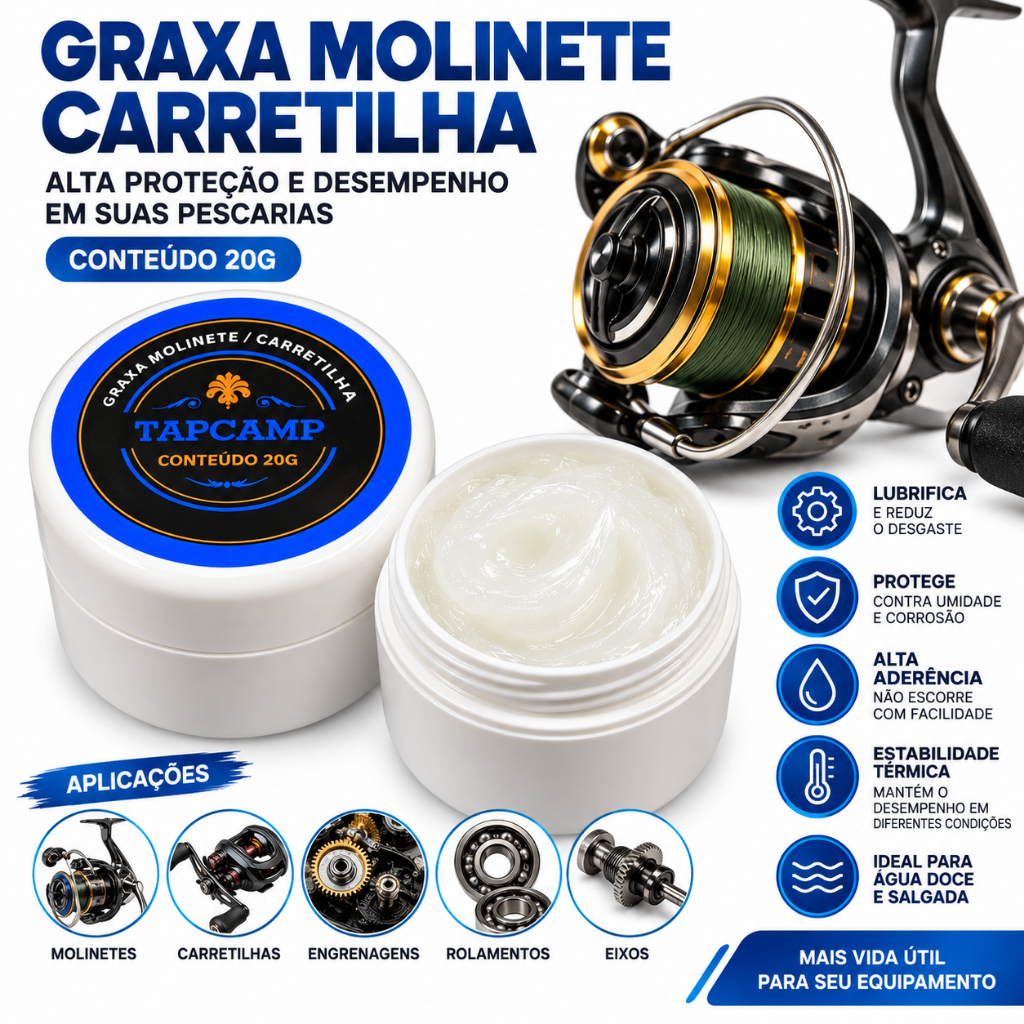 Graxa Sintética Para manutenção Carretilhas E Molinetes de pesca 20g