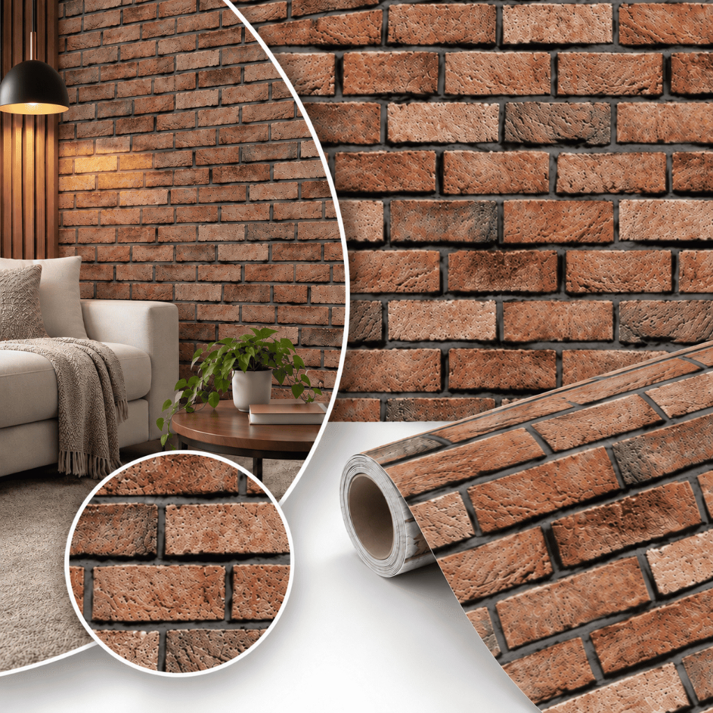 Papel de Parede Tijolinho Marrom 3d Realista 10 Metros Autocolante Lavável