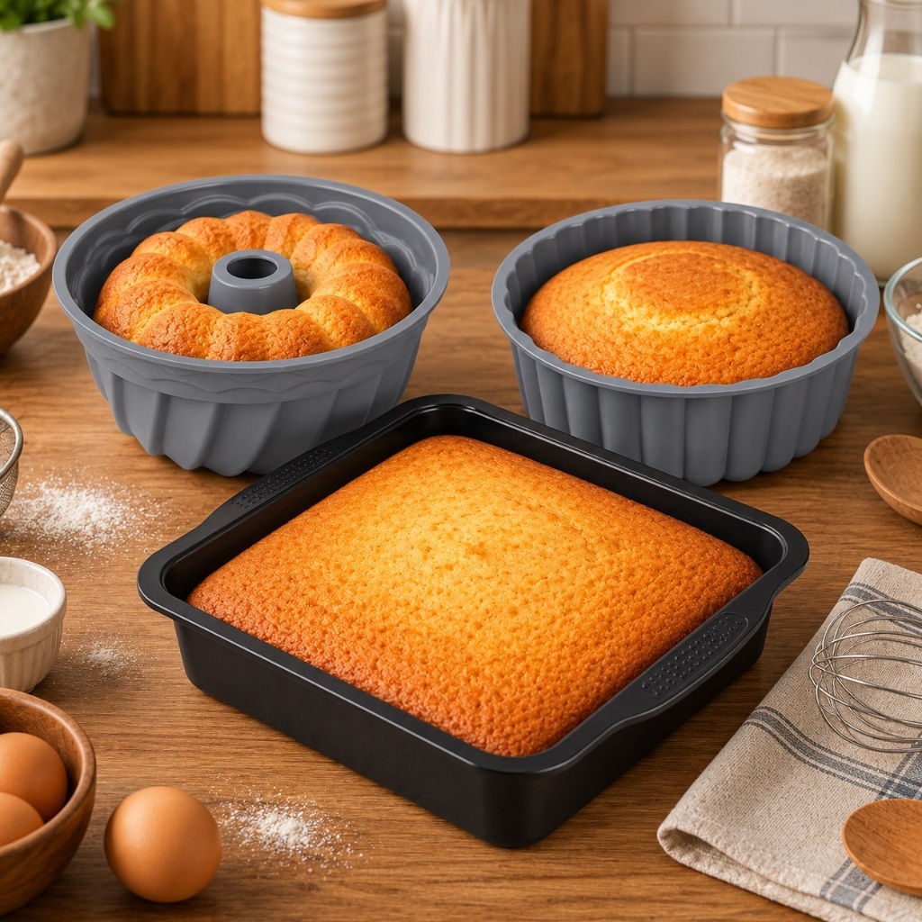 Kit 3 Formas de Silicone para Air Fryer Forno Freezer MIcroondas Assadeira ideal Bolo Pães e Doces