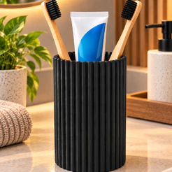 Porta Escova de Dente Canelado Decorativo Banheiro Bancada Moderno Minimalista