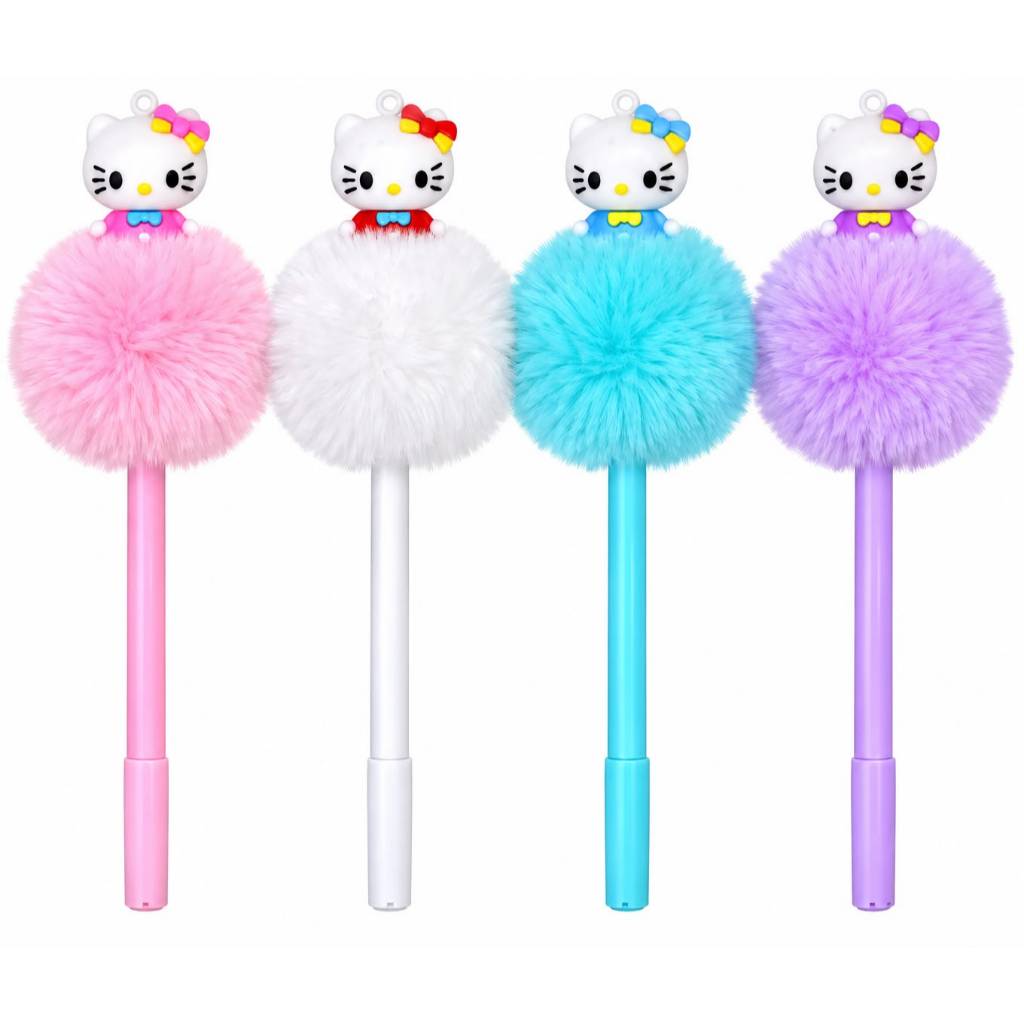 Caneta Pompom Hello Kitty em Gel Papelaria Fofa Kawaii Material Escolar Volta as Aulas Criança Aulas
