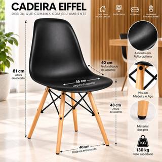 Kit 2.4 e 6 Cadeiras Eiffel Escolha as Cores Casa Escritorio Escrivaninha Quarto