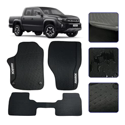 Jogo de Tapete Emborrachado Para Amarok Cabine Dupla 2010 a 2025 Kit Automotivo