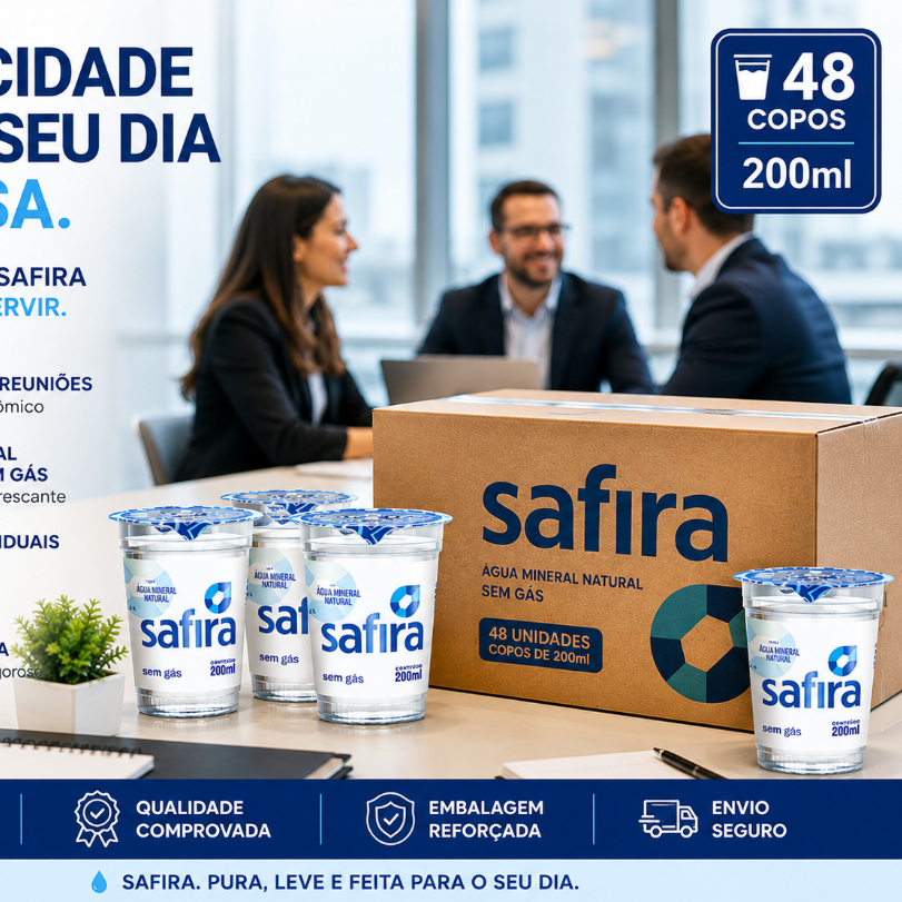 Agua Mineral Sem Gás Safira Copo 200ml Caixa com 48 Unidades — imagem 2 de 2