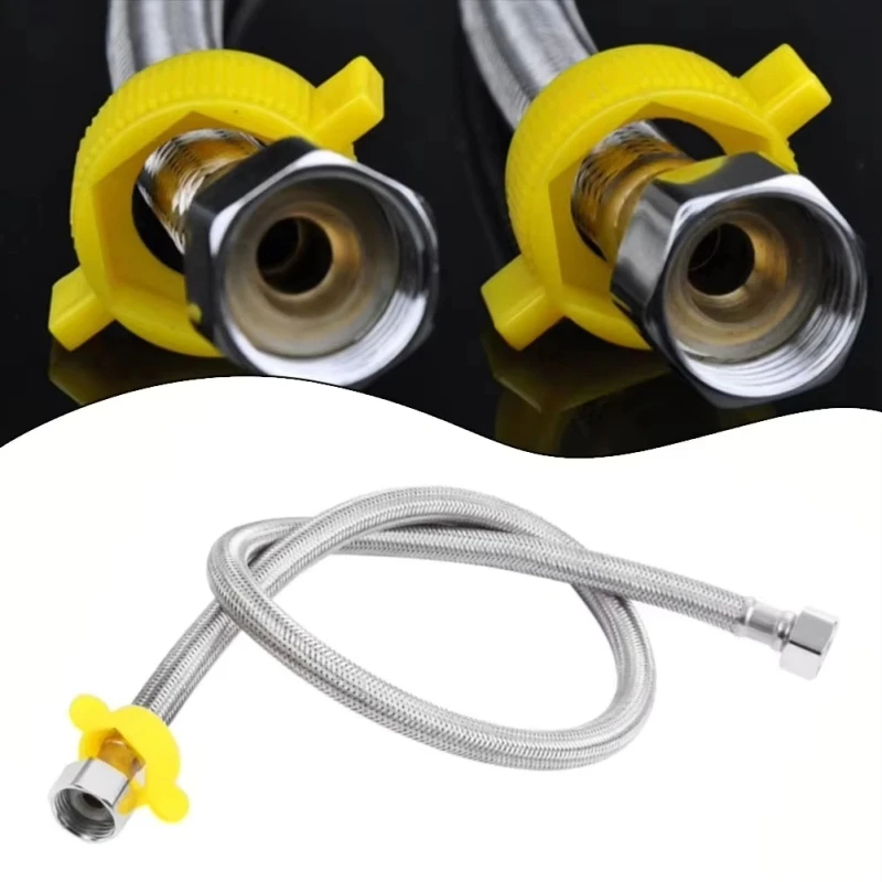 Kit Engate Rabicho Flexível Mangueira Aço Inox 60cm 1/2 Polegada Fêmea x Fêmea Banheiro Torneira Pia