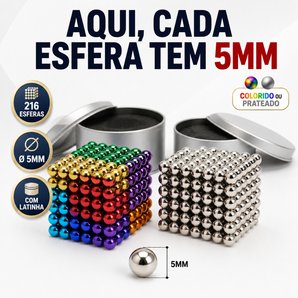 Neocubo Cubo Magnético 216 Esferas Imã Neodímio 5mm + Lata
