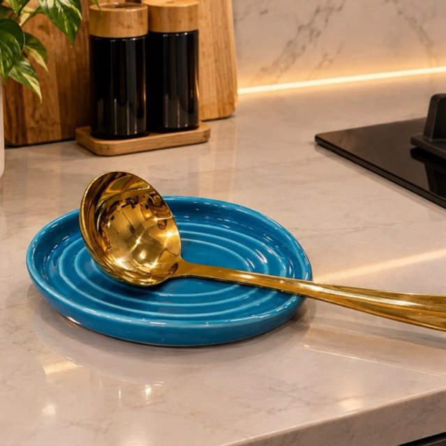 Descanso Oval para Talher Colher Unitario estilo Le Cruset em Cerâmica Colorida