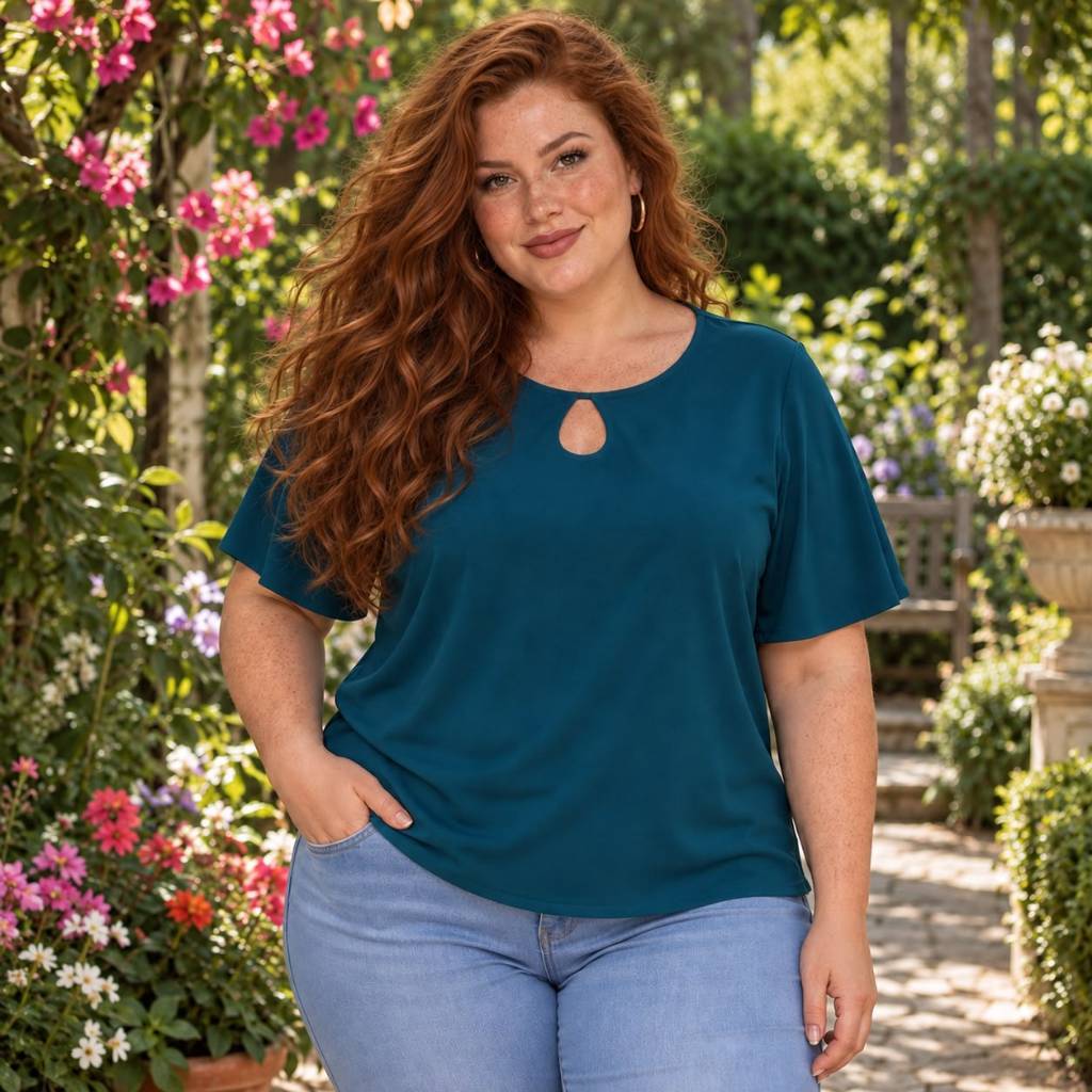 Blusa feminina plus size básica soltinha gola redonda chique dia a dia versátil manga curta soltinha fresquinha