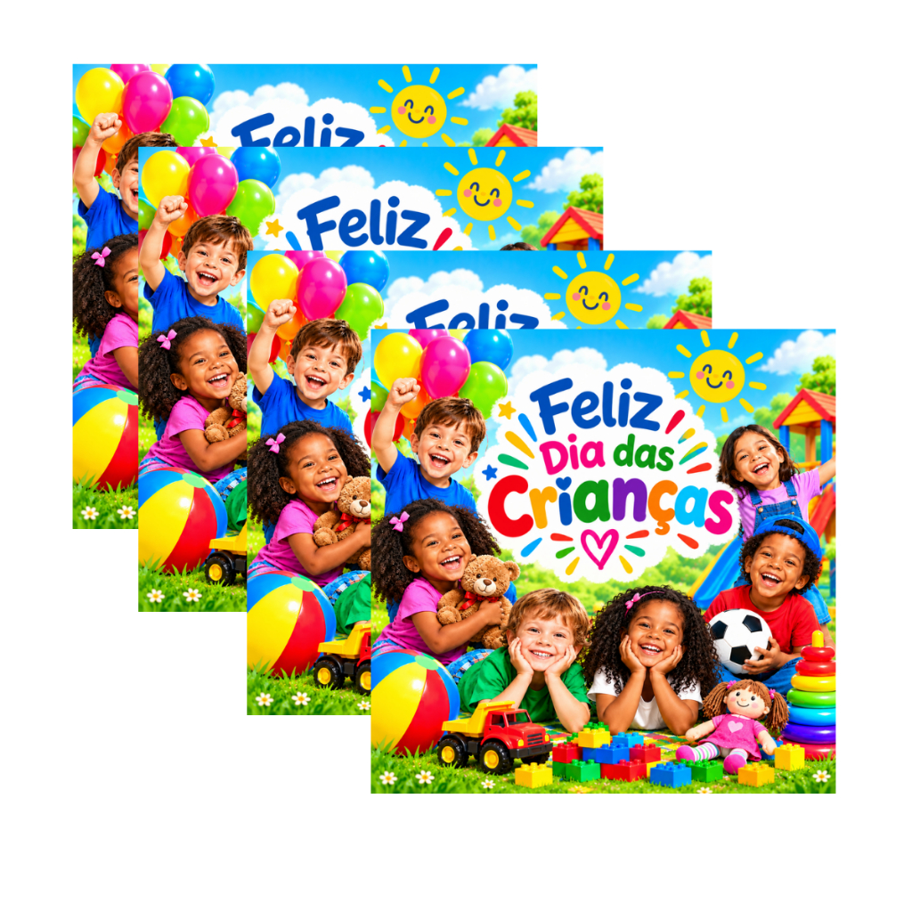 20 Adesivos 9 cm Feliz dia das Crianças para Sacolinha Surpresa Lembrancinha Rótulo personalizado