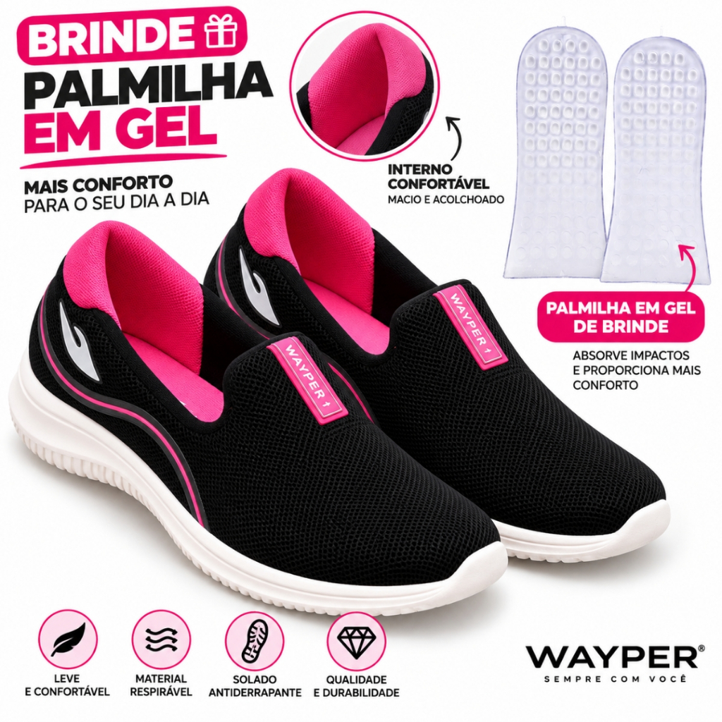 Sapatilha Feminina Slip On Casual Palmilha em Gel Macia
