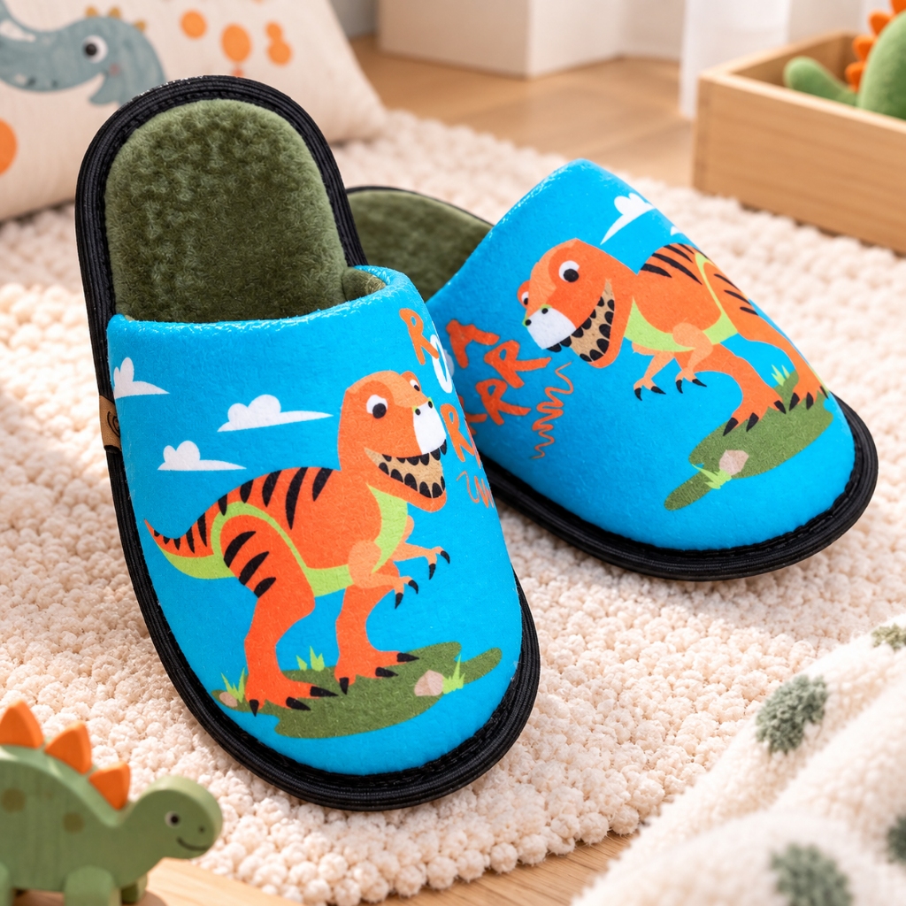 Pantufa Chinelo de Quarto Casa Dinos Dinossauro Infantil Crianças Meninos Cotton Day