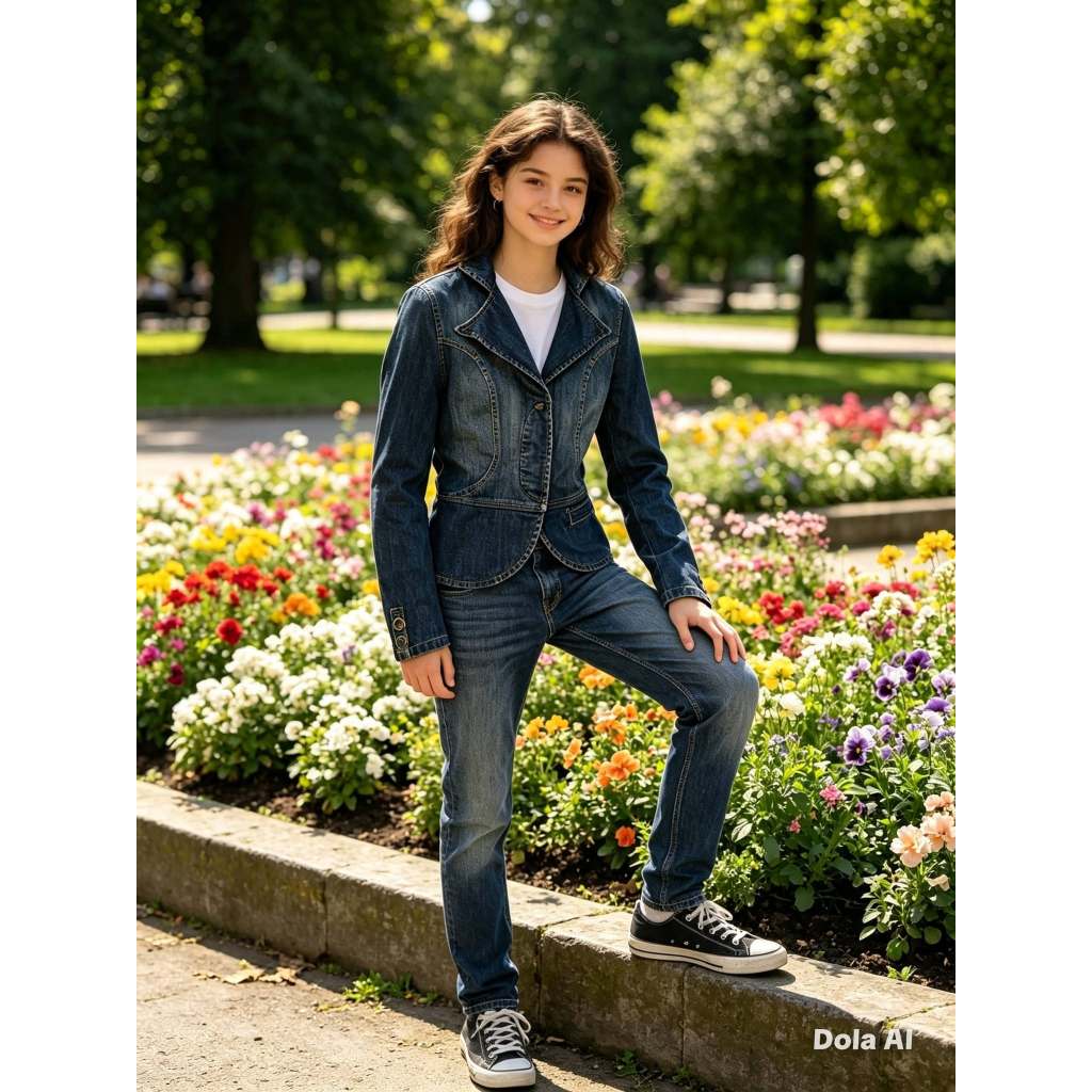 Blazer (Jaqueta), Juvenil Feminina, Modelo Manga Longa, Jeans, Tam: 16-36, Marca: Bauerbauer1977