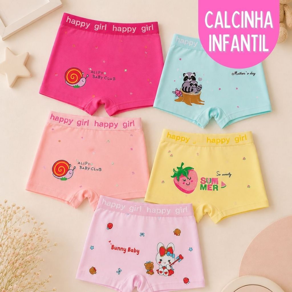 Kit 10,8,5 ou 3 Calcinhas Infantil Shortinho Macio e Respirável