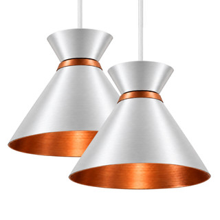 Pendente Luxo Kit2 Branco Cobre Estilo Contemporâneo Elegante Iluminação Casa Teto Ambiente Moderna