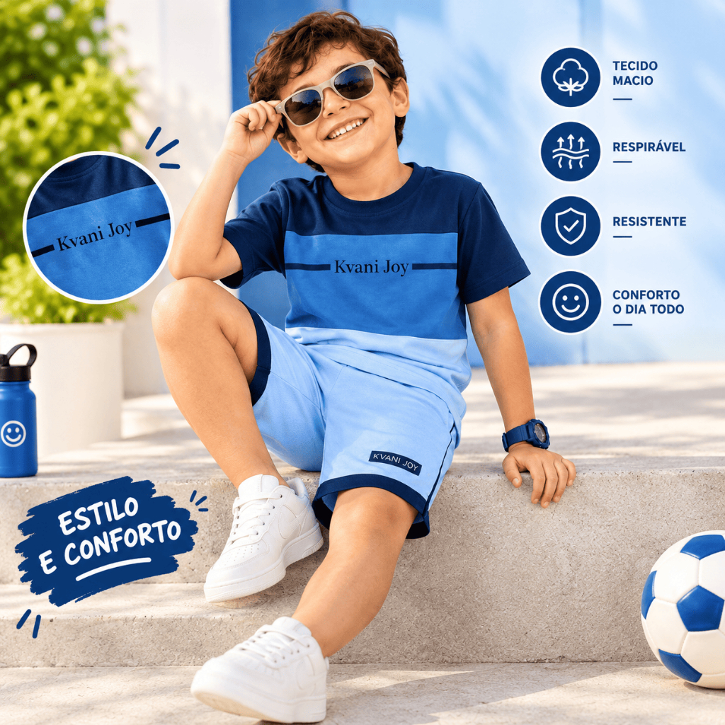 Conjunto Infantil Masculino - Camisa Fresquinha + Bermuda Confortável de Verão - Tamanho 2 ao 12 Anos
