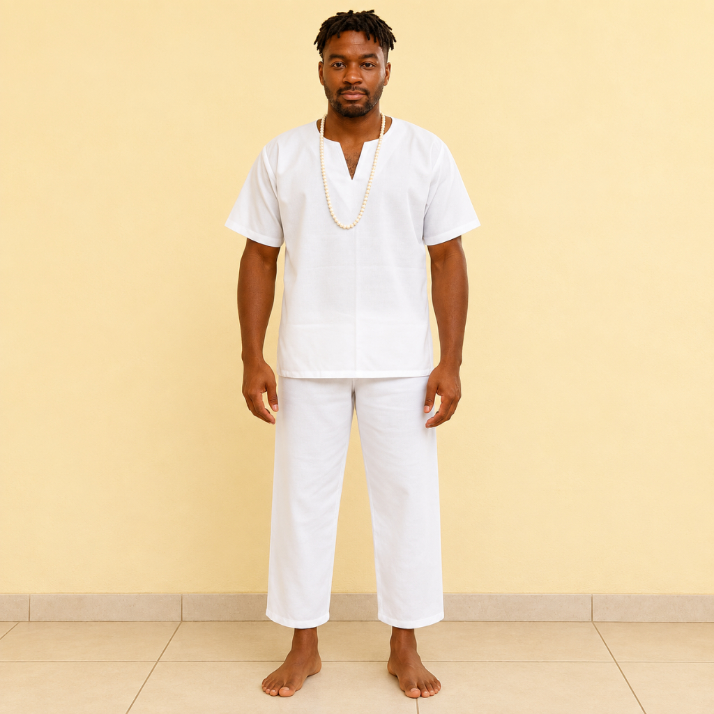 Roupa de Ração Calça Branca Oxford Umbanda Candomblé Capoeira