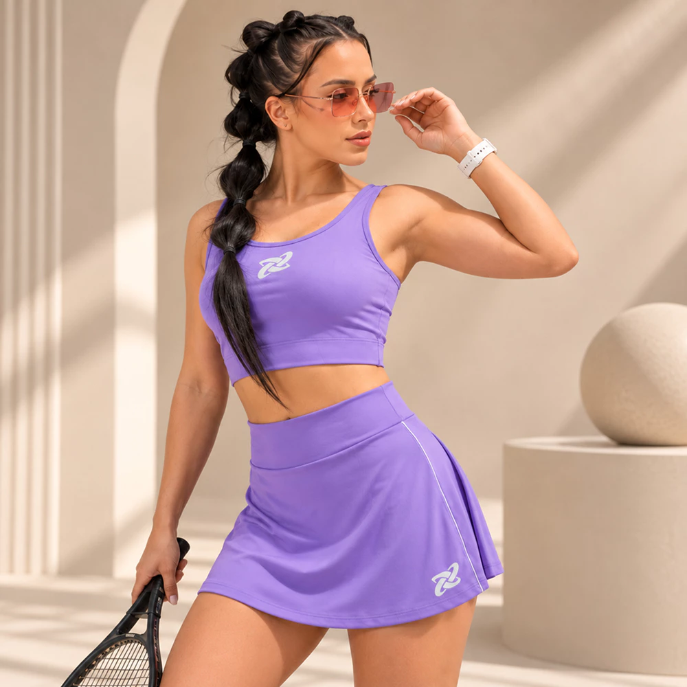 Conjunto Fitness Feminino Poliamida Burst Short Saia e Top Beach Tennis Academia Conforto Segurança — imagem 1