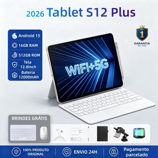 【Garantia de um ano】Tablet Galaxy S12 Plus 12,8 polegadas HD, 16 GB de RAM + 512 GB de ROM, bateria de 12.000 mAh, 5G