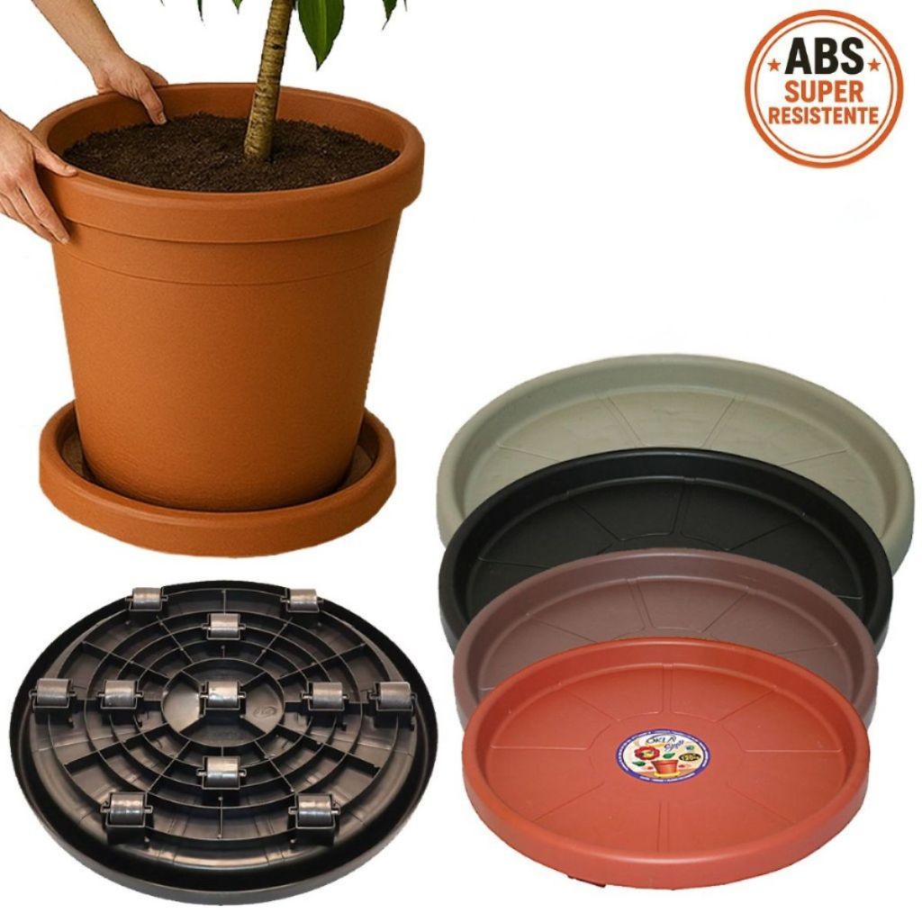 Prato Para Vaso Resistente com Rodas Mobilidade Fácil