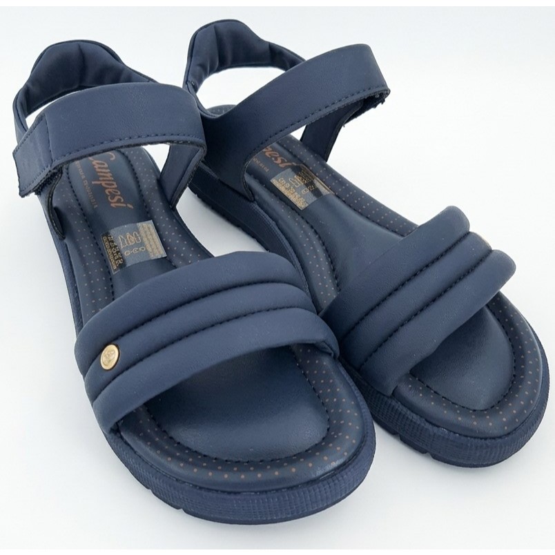 CAMPESI SANDÁLIA TIPO PAPETE CONFORTÁVEL TIRA EM VELCRO COR AZUL MARINHO