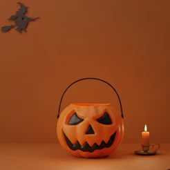 Baldinho de Halloween com Alça - Abóbora Laranja - 13x17cm - 1 unidade - Rizzo | Festa e Decoração