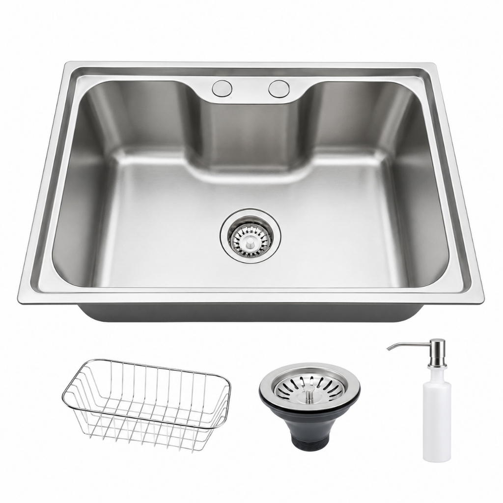 Cuba Cozinha Pia Gourmet 70x50 Completa Com Acessórios Aço Inox Prata Brinovar