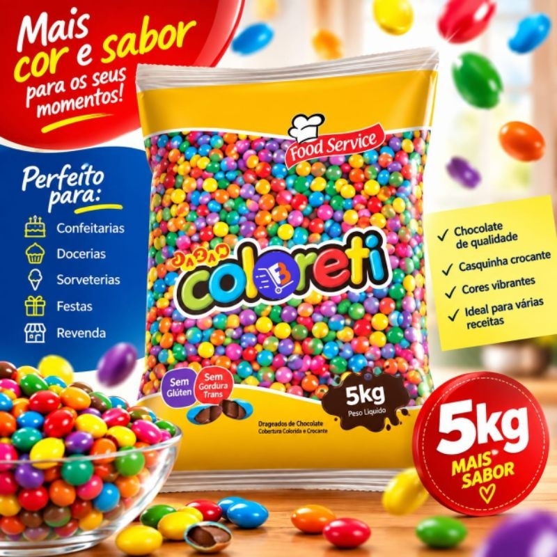 CONFETE COLORETI MINI SORTIDO PACOTE DE 5KG - O FAMOSO CONFEITO COLORIDO ! NAO É O GRANUL…