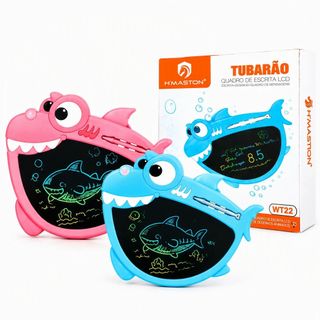 Lousa Mágica LCD Infantil Formato Tubarão, Sem Luz Azul, Apaga com Um Toque, Brinquedo Educativo para Meninos e Meninas