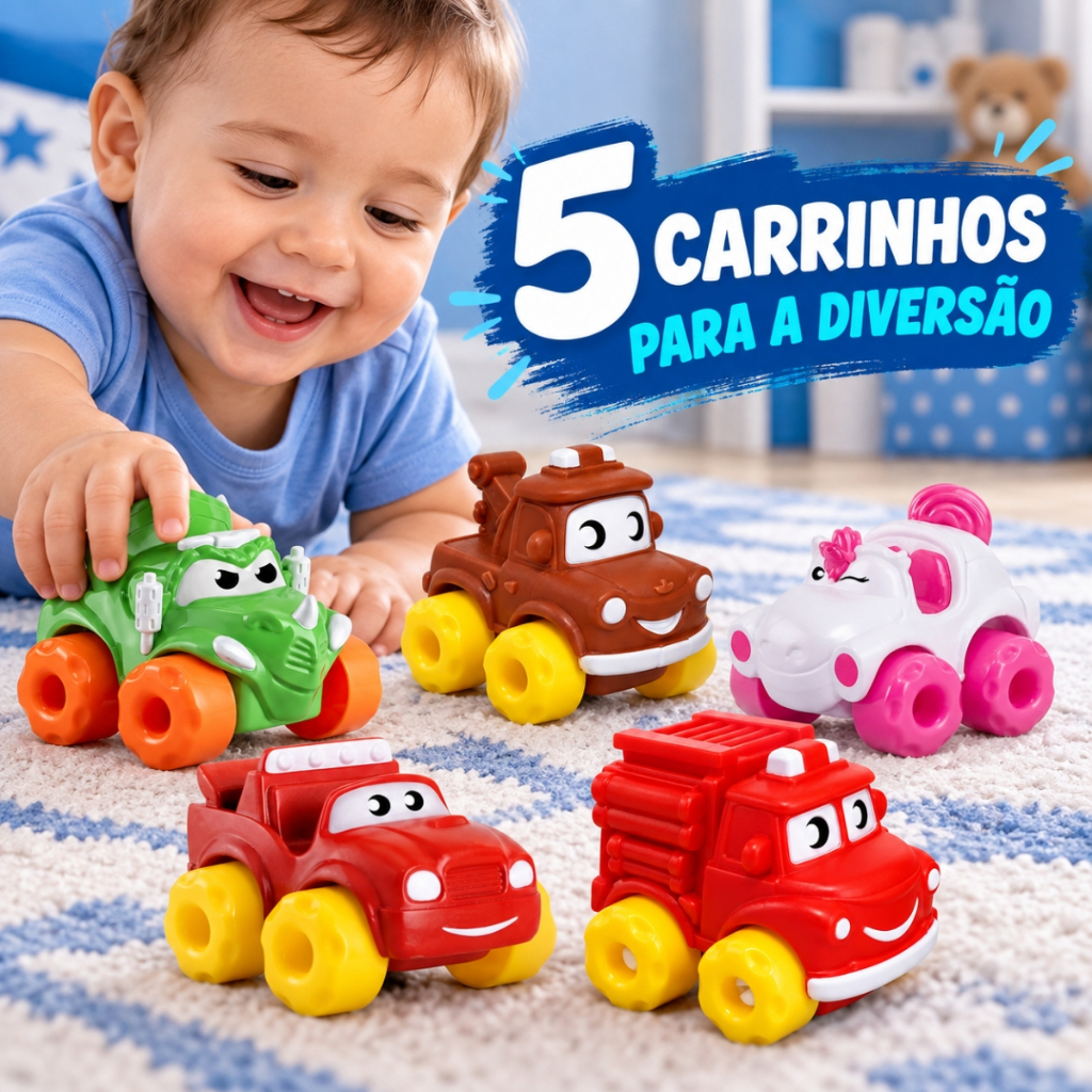 Carrinhos Infantil Vinil Macio Baby Soft Karts Mordedor Com Rodinhas Livres Borracha