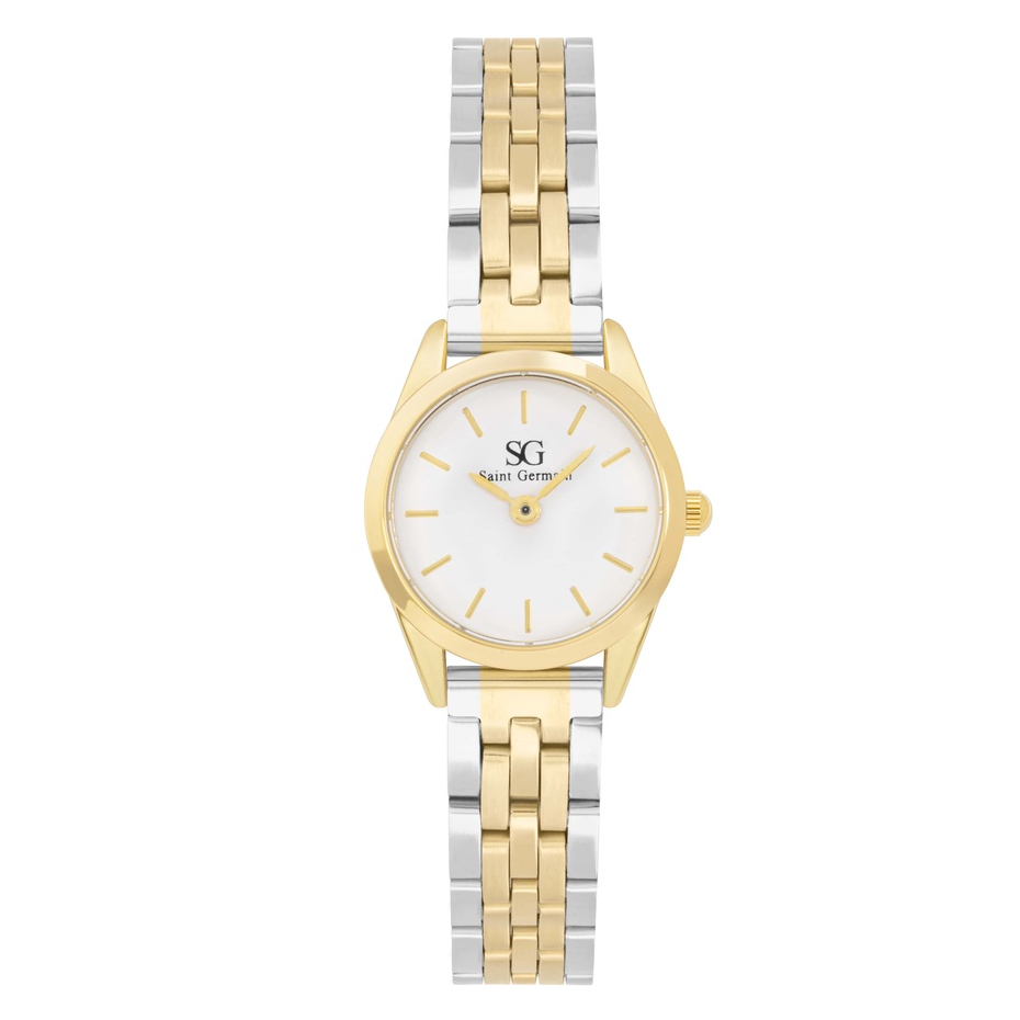 Relógio Feminino Dourado Prata Saint Germain Mini Belle Bicolor Gold 24mm