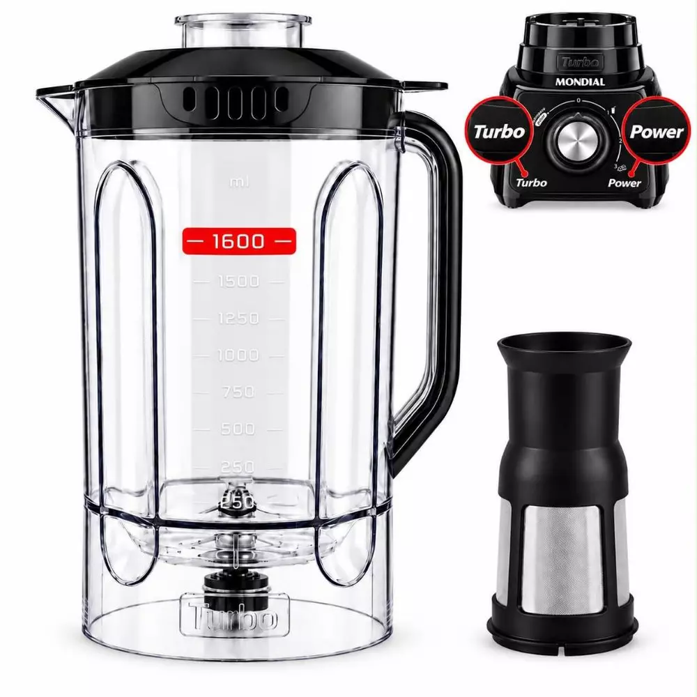 Copo Liquidificador L-99 Mondial Preto Turbo Power Completo Original
