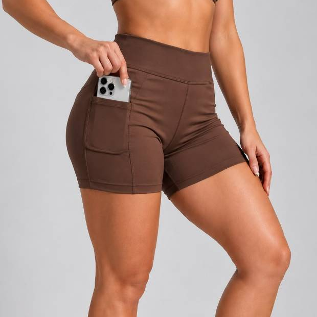 Short Feminino Bolso Lateral zero Transparência Cos Alto Academia Corrida Treino
