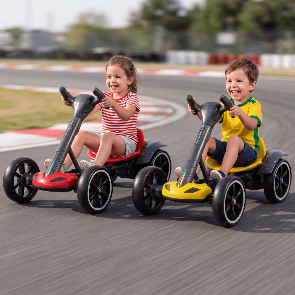 Mini Kart Elétrico Infantil 6V Carro Elétrico Dobrável com Luzes LED Música e Bateria Recarregável até 70kg