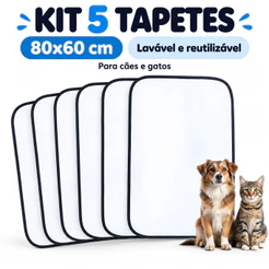 Tapete Higienico 80x60cm Kit 5 Lavavel Flocospet Branco
