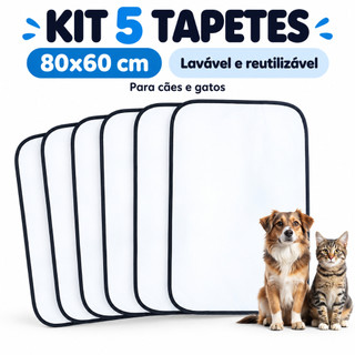 Tapete Higienico 80x60cm Kit 5 Lavavel Flocospet Branco